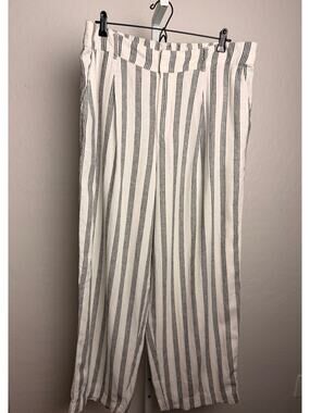 A New Day Womens 17 Regular Linen Blend Wide Leg Striped Pants NWOT
